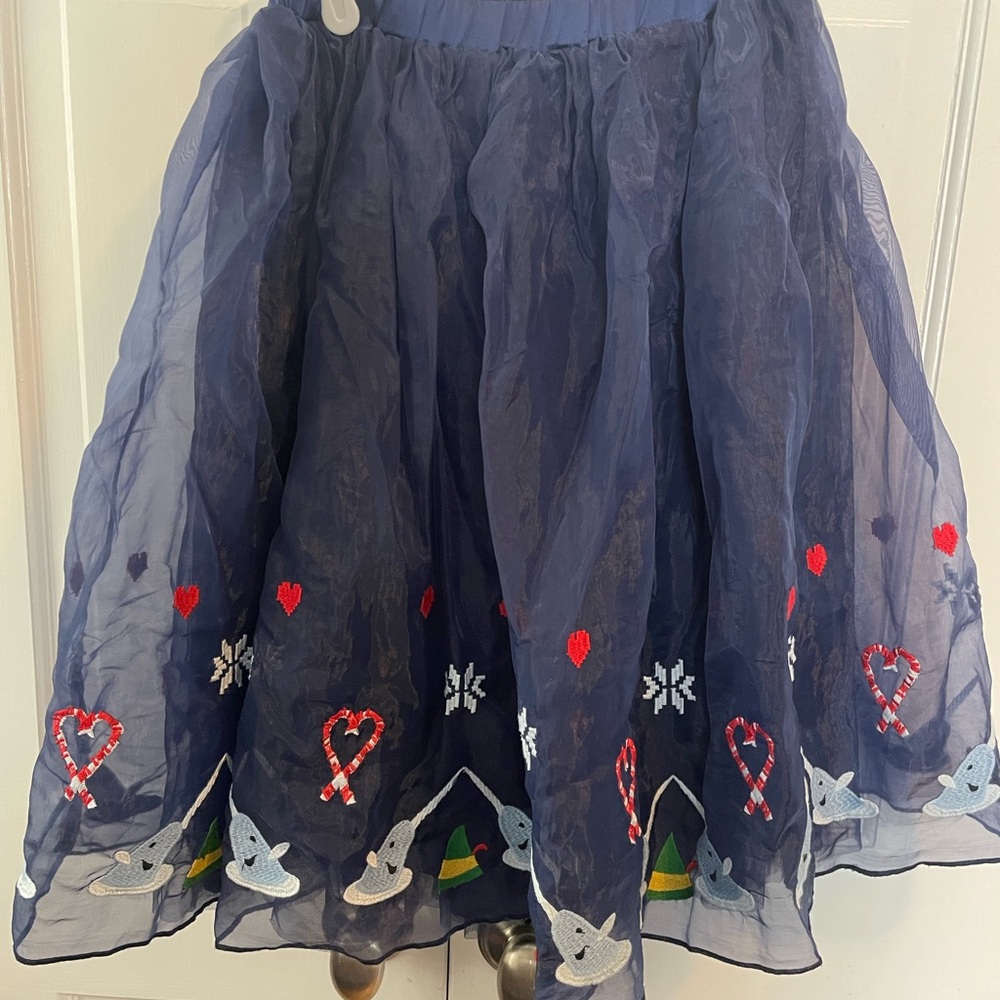 Hanna Andersson Navy Skirt Embroidery inspired by ELF